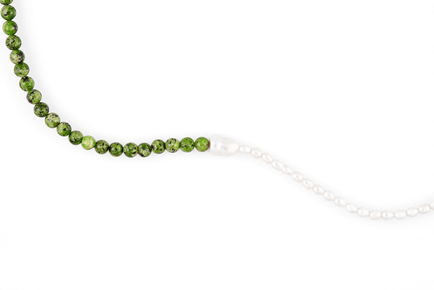Collar Gaia. Jaspe verde y Perlas.